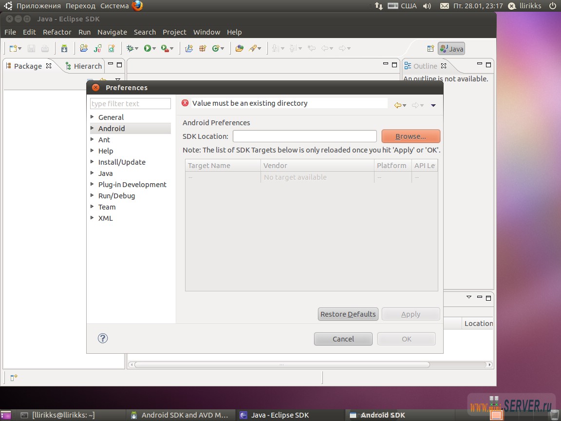 Добавление Android SDK в Eclipse Добавление Android SDK в Eclipse