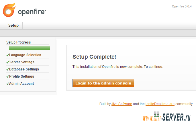 Установка Openfire Установка Openfire
