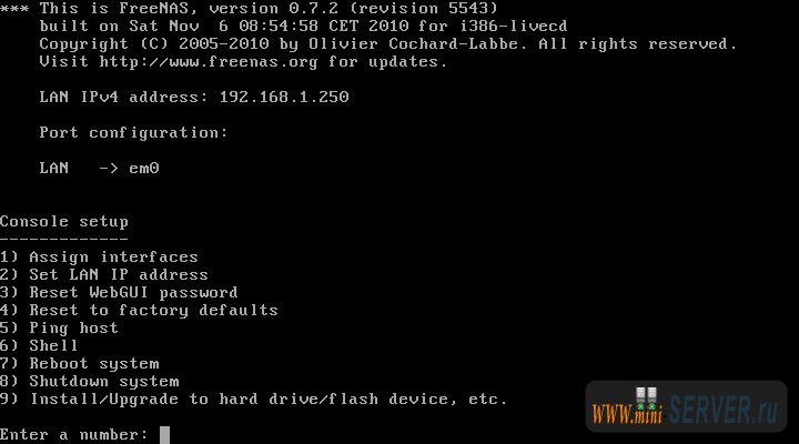 Установка FreeNAS Установка FreeNAS