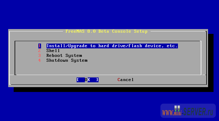 Установщик FreeNAS Установщик FreeNAS