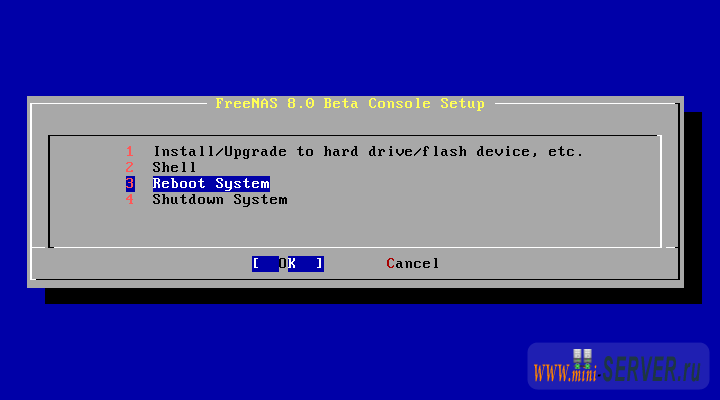 Перезапуск FreeNAS Перезапуск FreeNAS