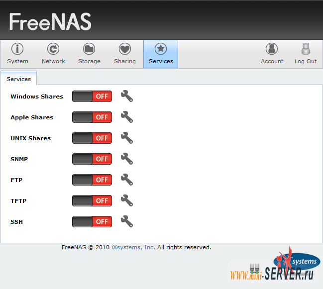 Включение службы SAMBA в FreeNAS 8 Включение службы SAMBA в FreeNAS 8