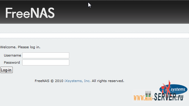 Web интерфейс FreeNAS 8 Web интерфейс FreeNAS 8