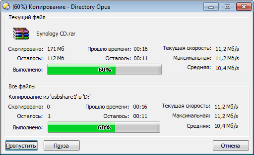 Скорость чтения Synology USB Station 2 Скорость чтения Synology USB Station 2