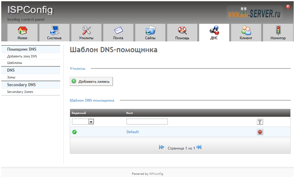 ISPConfig3 - DNS шаблоны ISPConfig3 - DNS шаблоны