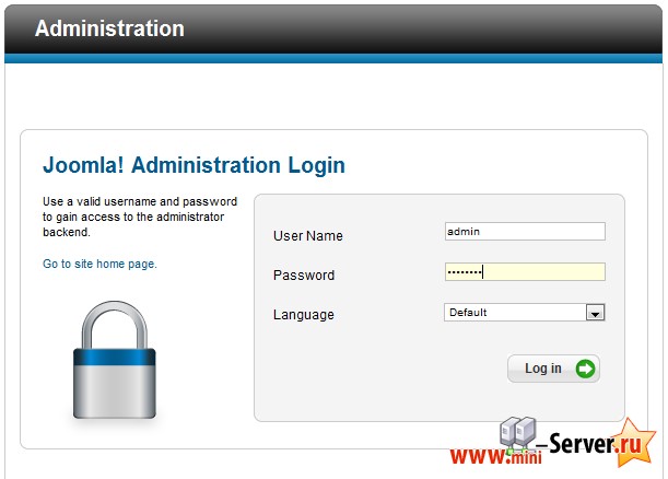 Вход в Joomla1.6 Вход в Joomla1.6