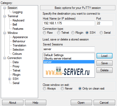Настройка PuTTY Настройка PuTTY