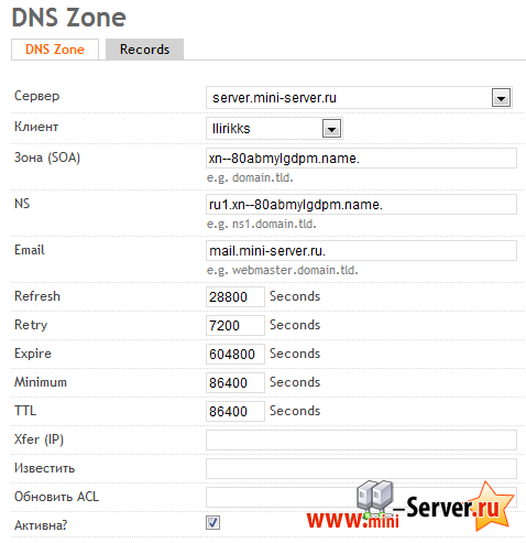 Настройка DNS для nic.ru (ru-center)